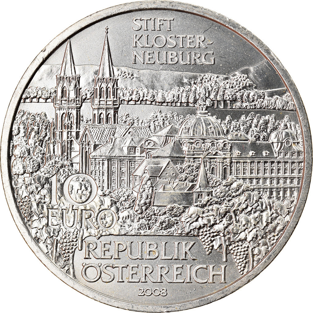 Austria, 10 Euro, Klosterneuburg Abby, 2008, Vienna, MS(65-70), Silver, KM:3157
