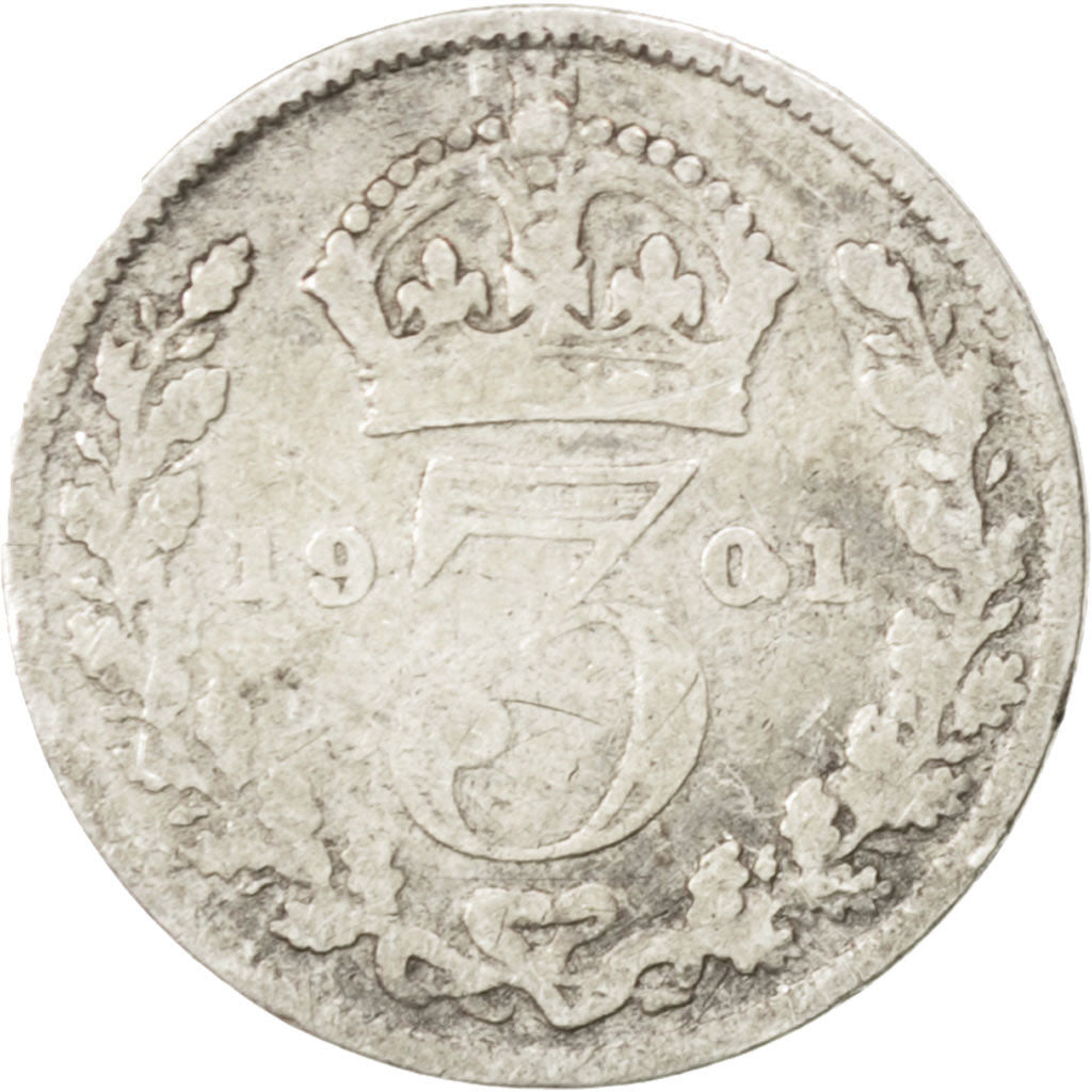 Coin, Great Britain, Victoria, 3 Pence, 1901, VF(20-25), Silver, KM:777