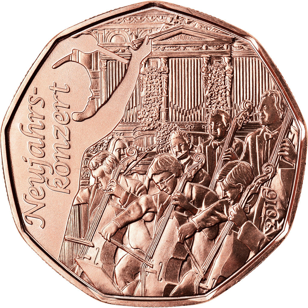 Austria, 5 Euro, New Year - Concert, 2016, Vienna, MS(65-70), Copper