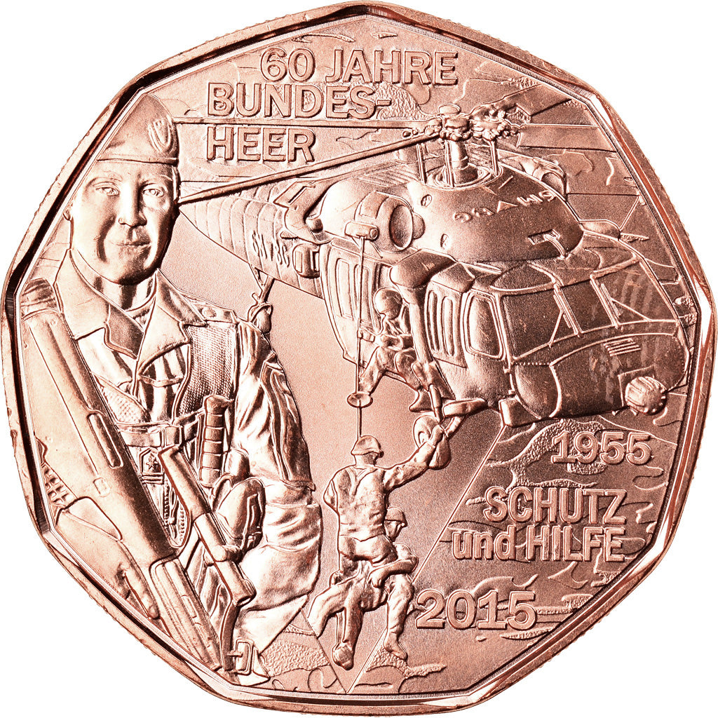 Austria, 5 Euro, Bundesheer, 2015, Vienna, MS(65-70), Copper