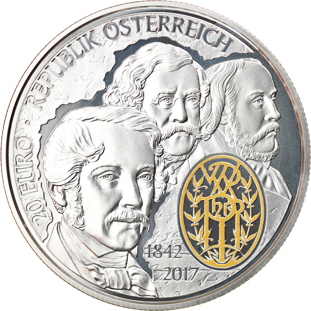 Austria, 20 Euro, 175 Jahre Wiener Philharmoniker, 2017, Vienna, FDC, Argento