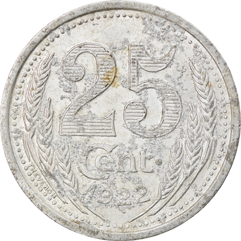 Coin, France, Chambre de Commerce d'Eure-et-Loire, 25 Centimes, 1922, EF(40-45)