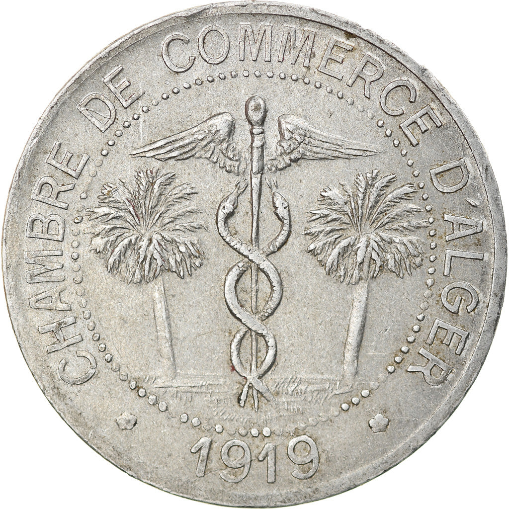 Coin, Algeria, Chambre de Commerce, Alger, 10 Centimes, 1919, AU(55-58)