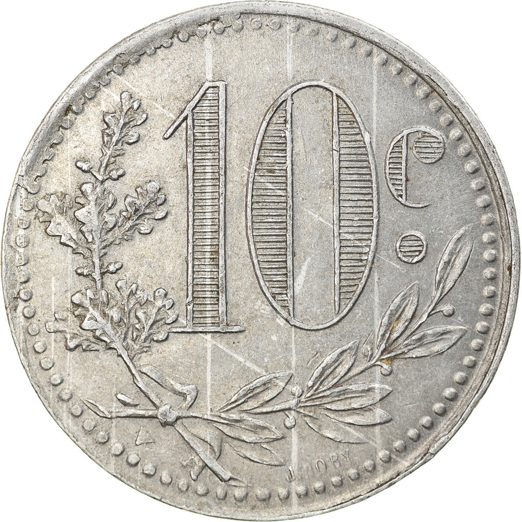 Coin, Algeria, Chambre de Commerce, Alger, 10 Centimes, 1919, AU(55-58)