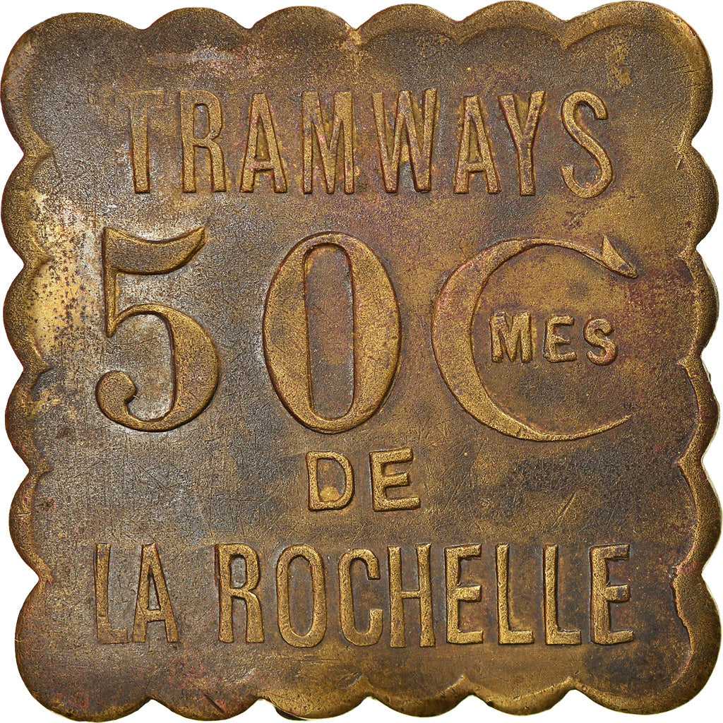 Munten, Frankrijk, Tramways, La Rochelle, 50 Centimes, ZF, Tin, Elie:70.7