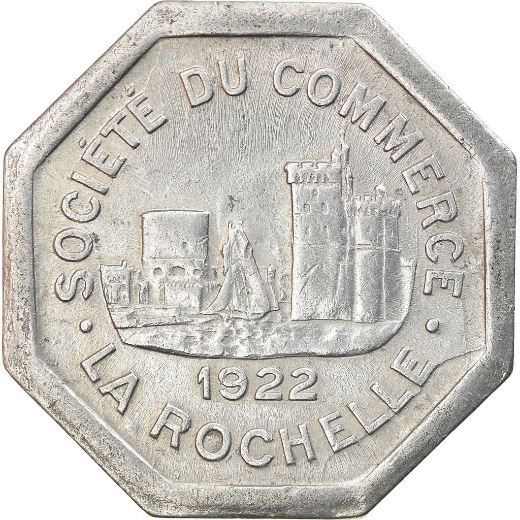 Moneta, Francia, Société du Commerce, La Rochelle, 25 Centimes, 1922, BB+