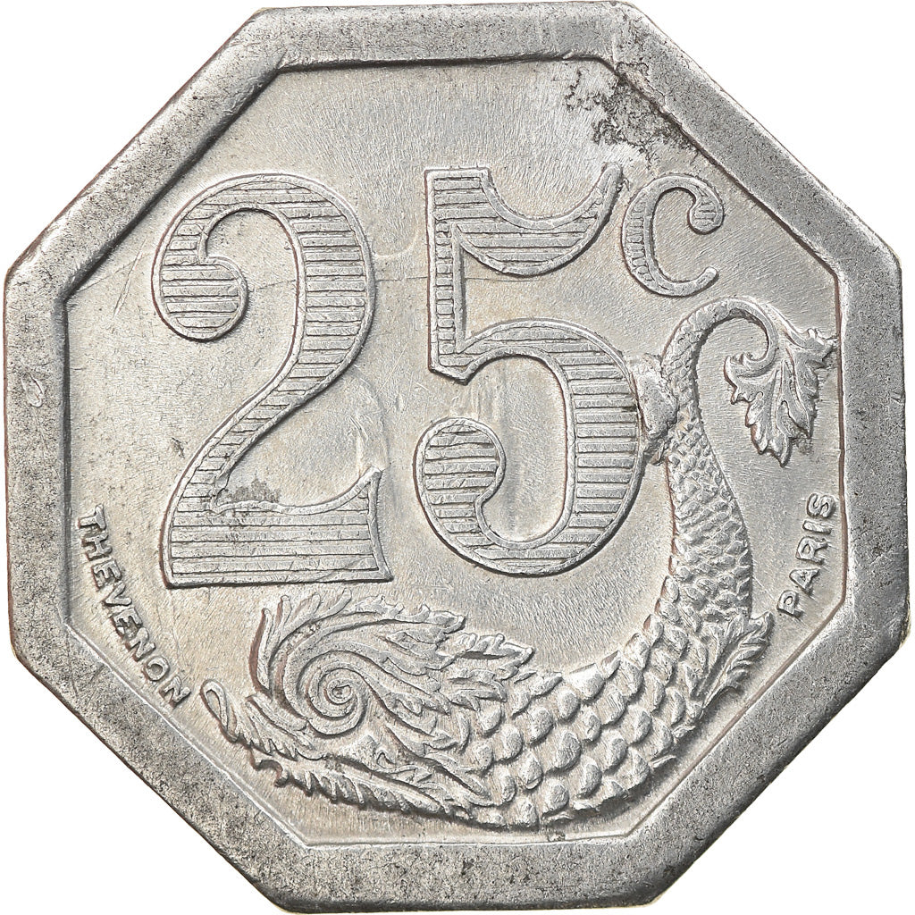 Moneta, Francia, Société du Commerce, La Rochelle, 25 Centimes, 1922, BB+