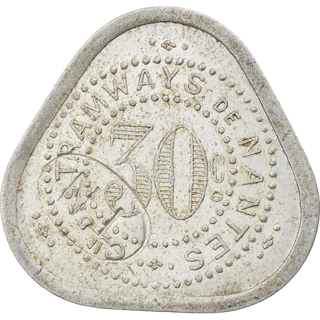 Münze, Frankreich, Compagnie des Tramways, Nantes, 30 Centimes, SS+, Aluminium