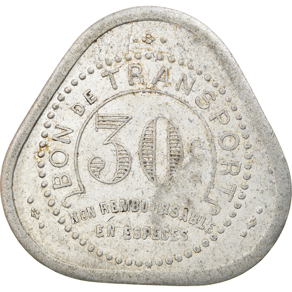 Münze, Frankreich, Compagnie des Tramways, Nantes, 30 Centimes, SS+, Aluminium