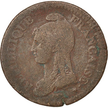 FRANCE, Dupré, 2 Decimes, 1796, Paris, KM #638.1, VF(20-25), Bronze, 31, Gadoury