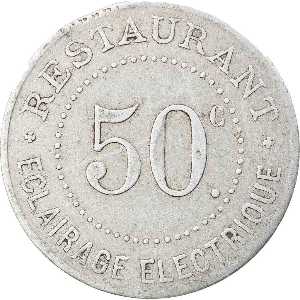 Moneta, Francia, Restaurant, Eclairage électrique, Uncertain Mint, 50 Centimes