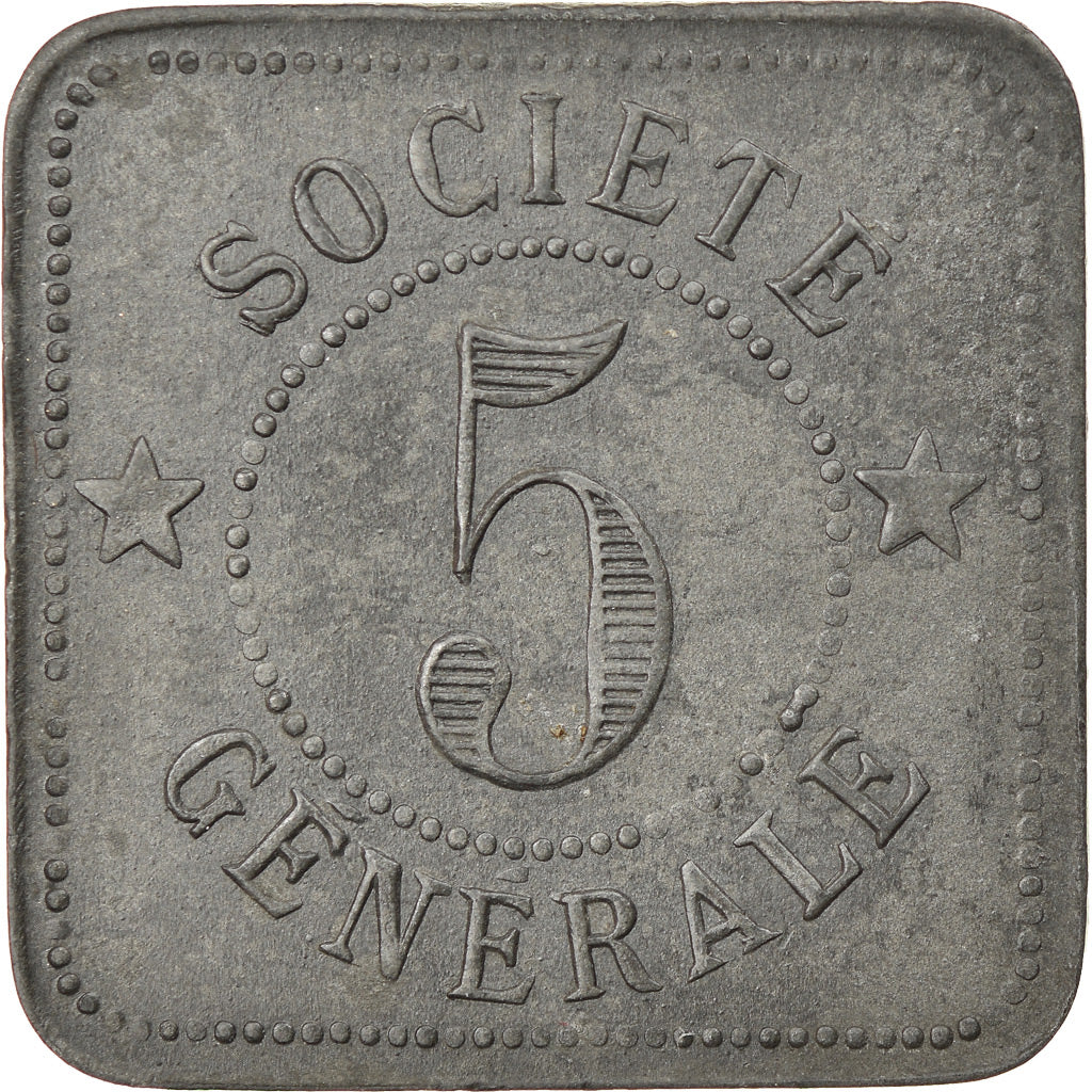 Coin, France, Société Générale, Service Intérieur, Paris, 5 Centimes, 1917
