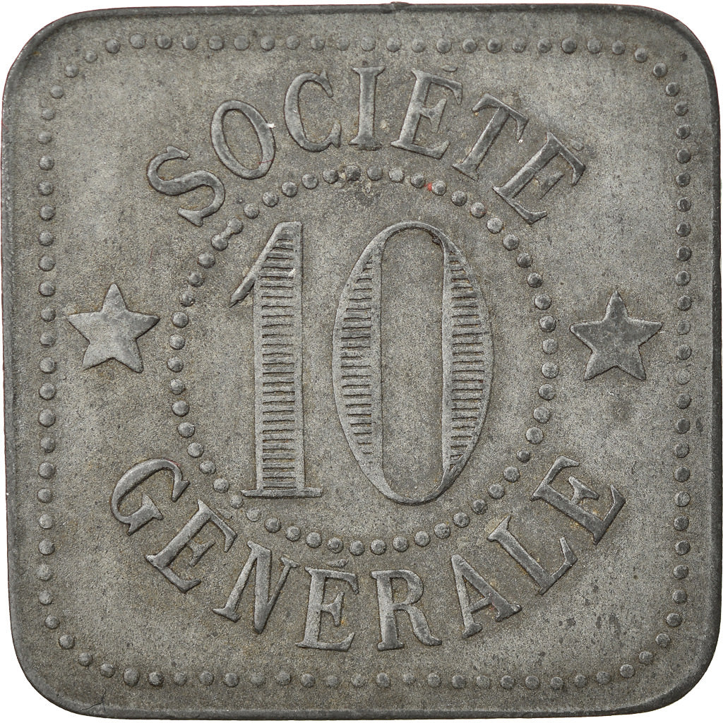 Coin, France, Société Générale, Service Intérieur, Paris, 10 Centimes