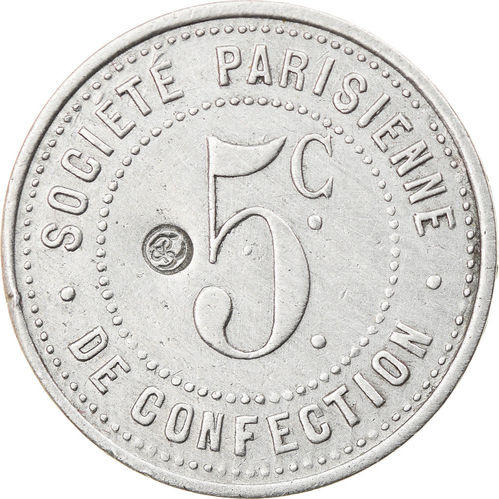 Coin, France, Société Parisienne de Confection, Paris, 5 Centimes, AU(50-53)