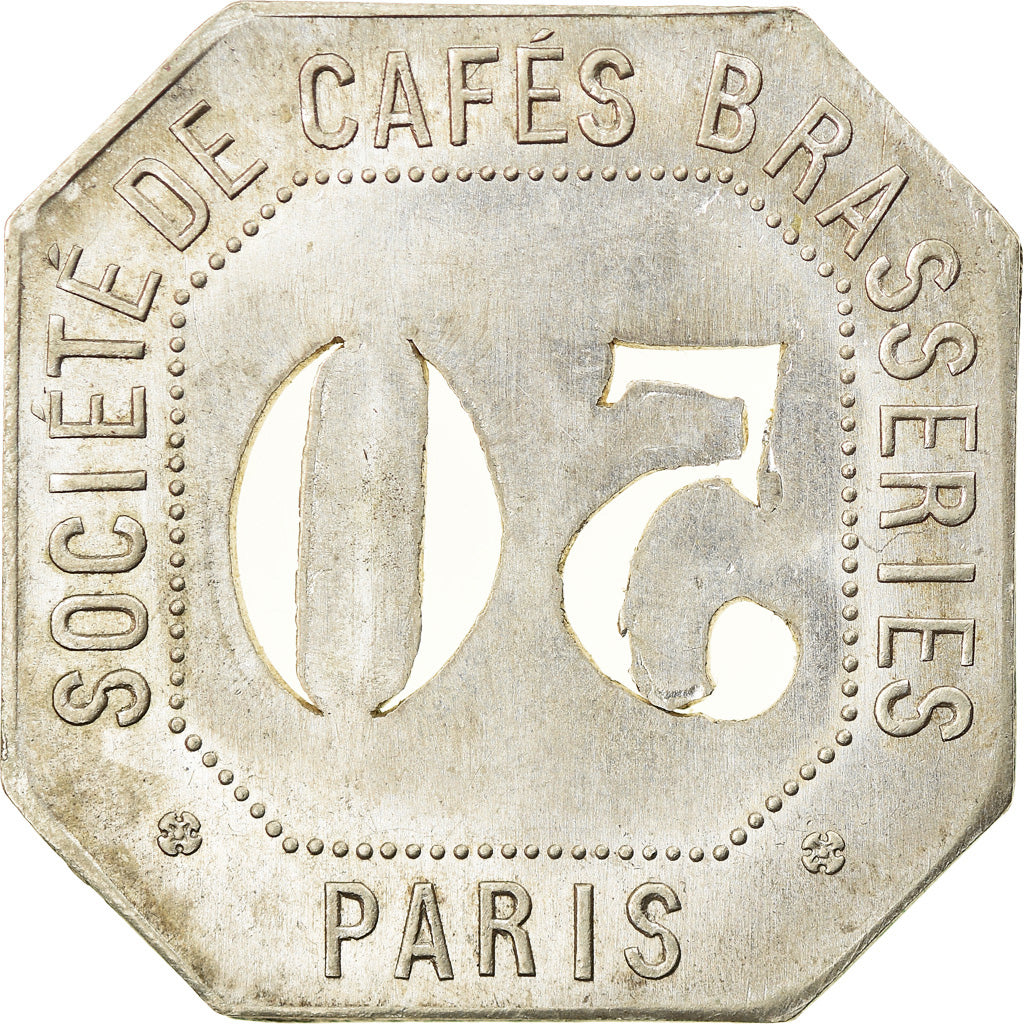Coin, France, Société de Cafés Brasseries, Paris, 50 Centimes, MS(60-62)
