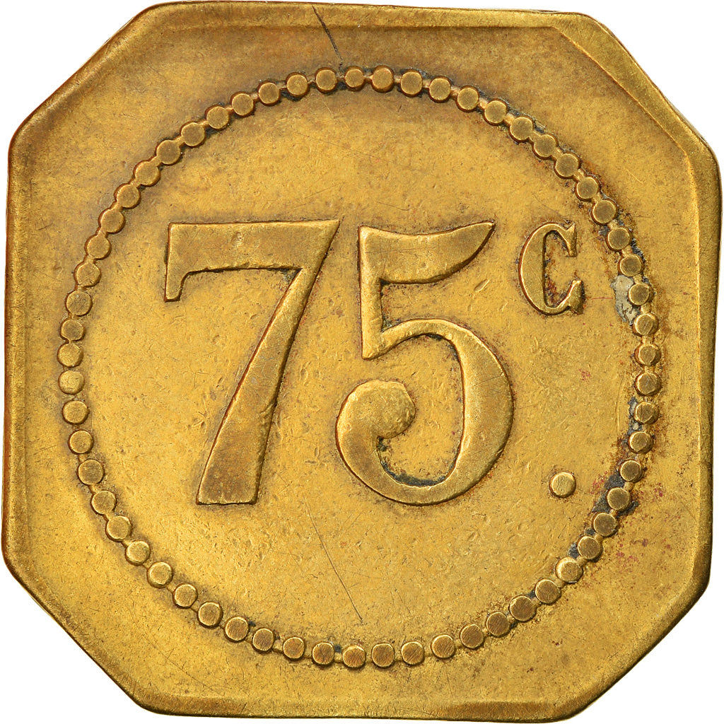 Coin, France, Société de Cafés Brasseries, Paris, 75 Centimes, EF(40-45)