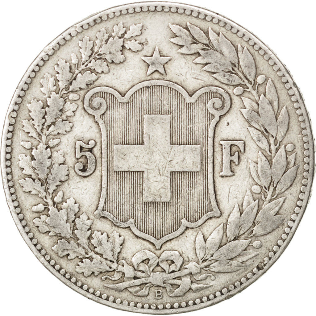 Coin, Switzerland, 5 Francs, 1889, Bern, VF(30-35), Silver, KM:34