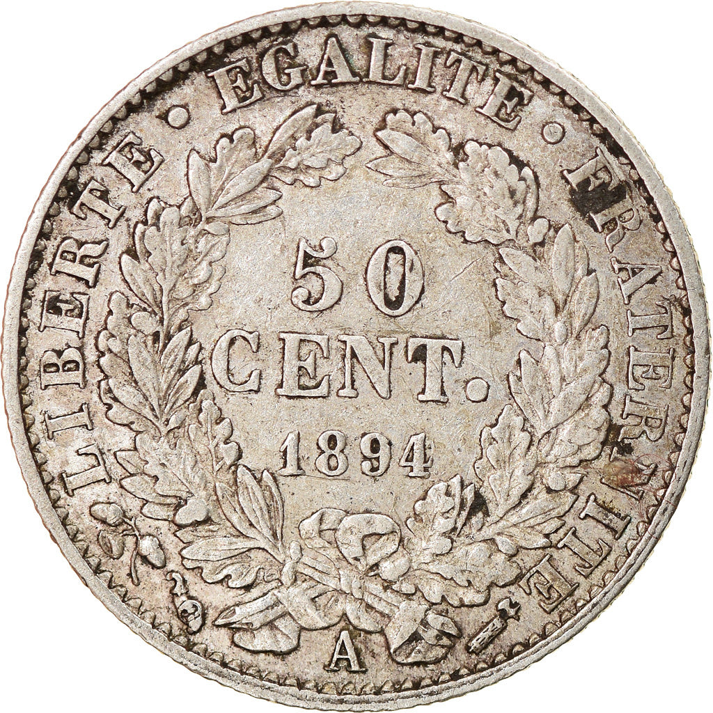 Coin, France, Cérès, 50 Centimes, 1894, Paris, EF(40-45), Silver, KM:834.1