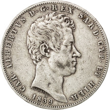 Coin, ITALIAN STATES, SARDINIA, Carlo Alberto, 5 Lire, 1839, Torino, EF(40-45)