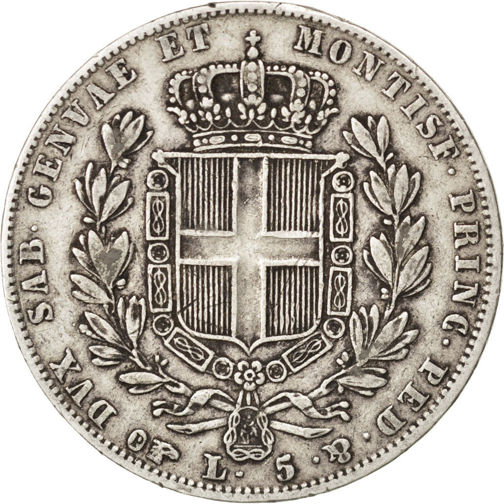 Coin, ITALIAN STATES, SARDINIA, Carlo Alberto, 5 Lire, 1839, Torino, EF(40-45)