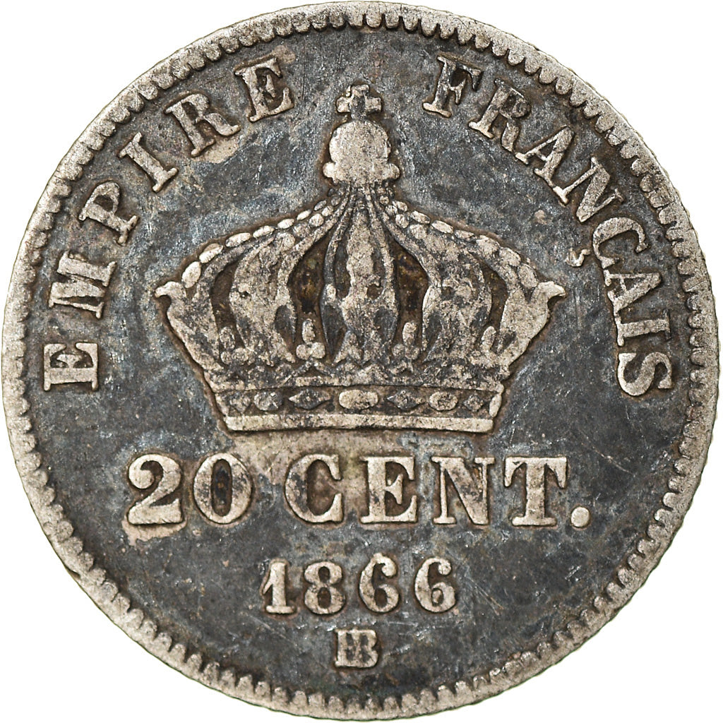 Monnaie, France, Napoleon III, 20 Centimes, 1866, Strasbourg, TB, Argent