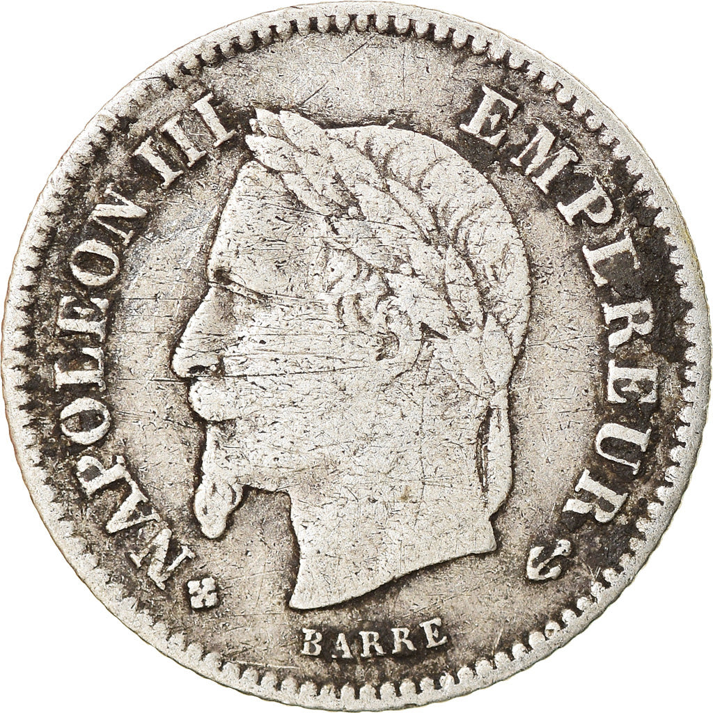 Moneta, Francia, Napoleon III, 20 Centimes, 1867, Strasbourg, MB+, Argento