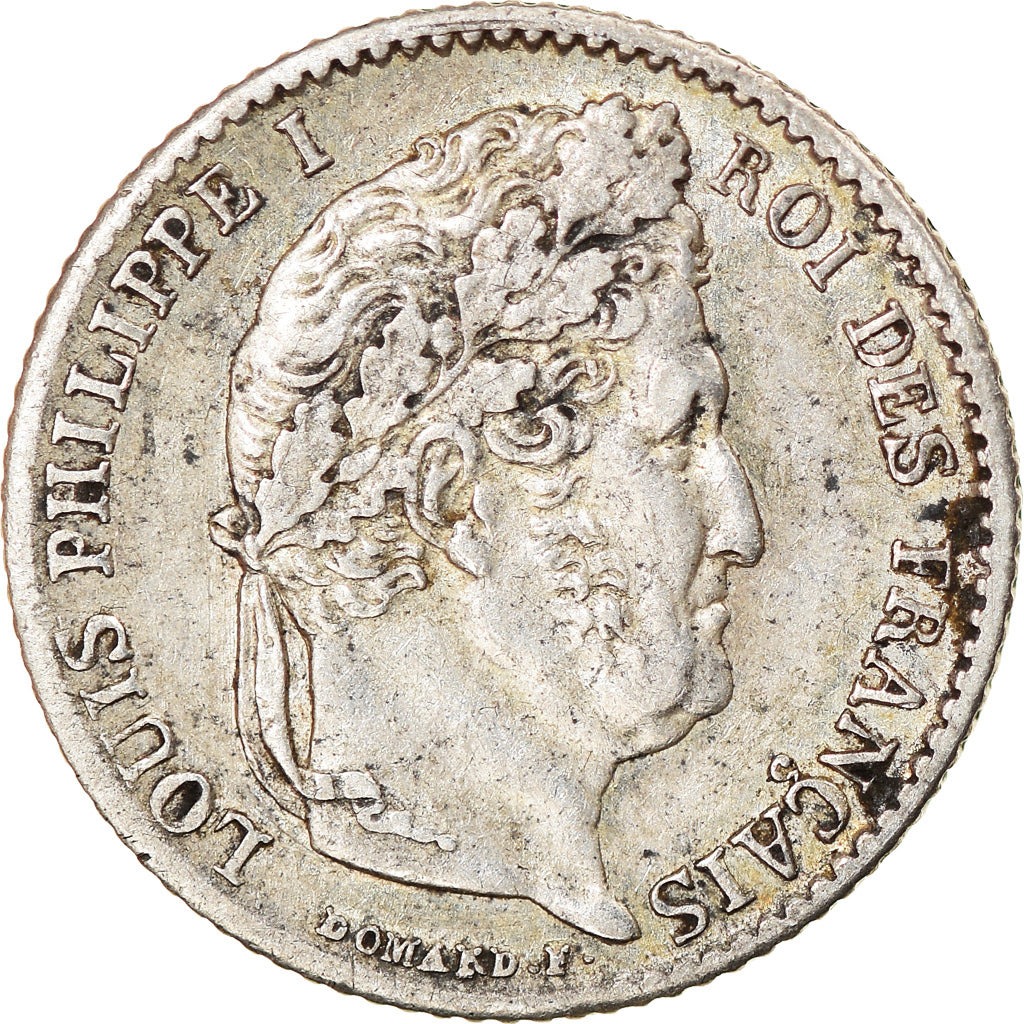 Coin, France, Louis-Philippe, 1/4 Franc, 1845, Rouen, AU(50-53), Silver