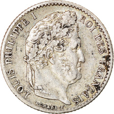 Coin, France, Louis-Philippe, 1/4 Franc, 1845, Rouen, AU(50-53), Silver