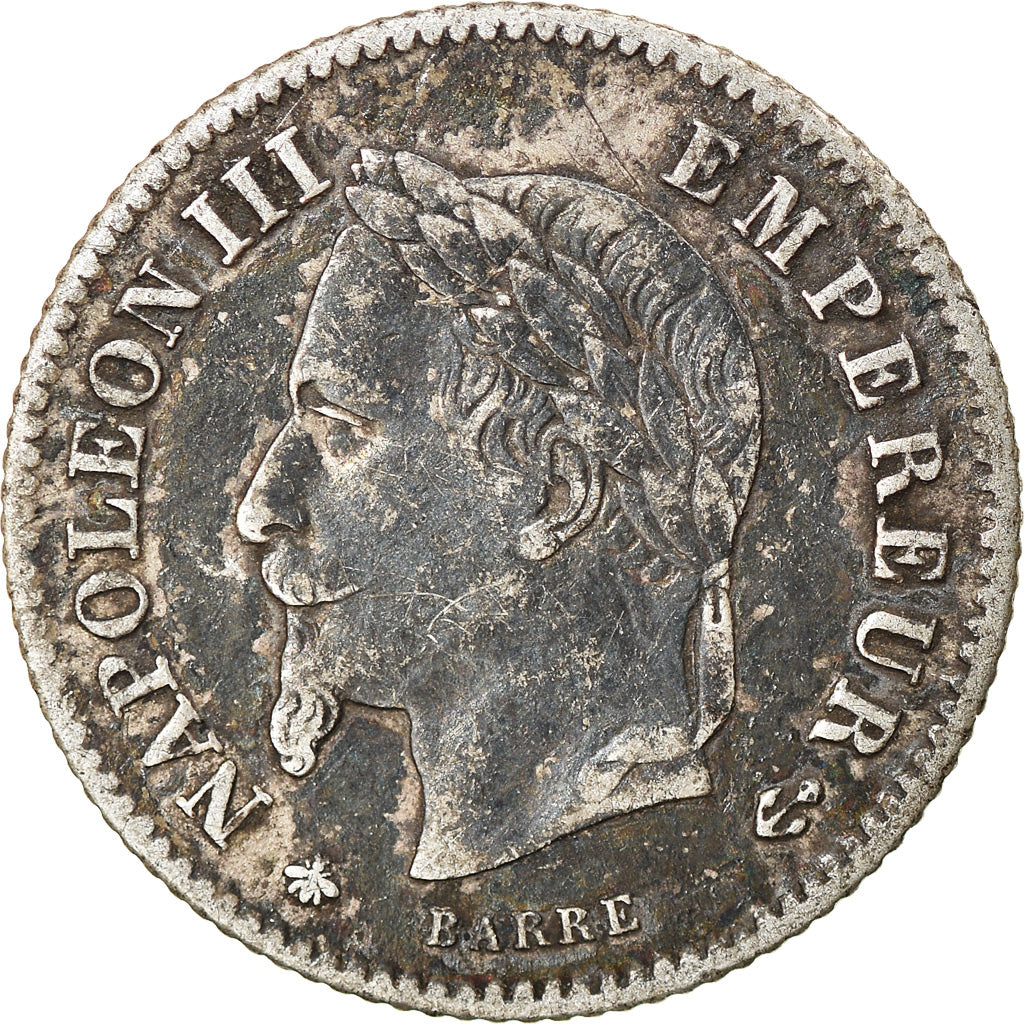 Moneta, Francia, Napoleon III, 20 Centimes, 1867, Paris, MB+, Argento, KM:808.1