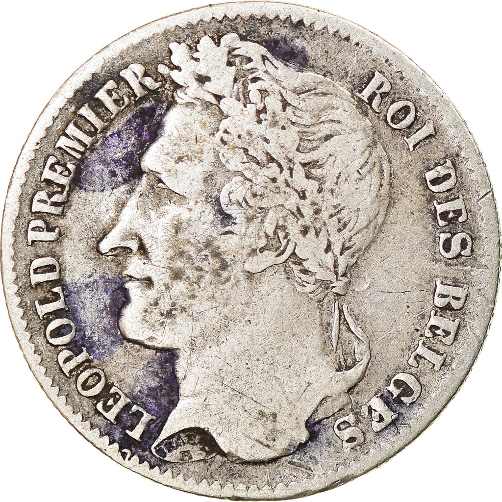 Munten, België, Leopold I, 1/4 Franc, 1834, FR+, Zilver, KM:8