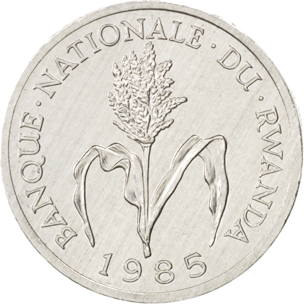 Coin, Rwanda, Franc, 1985, MS(63), Aluminum, KM:12