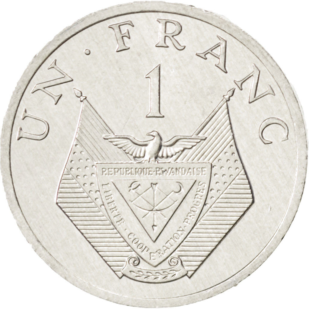 Coin, Rwanda, Franc, 1985, MS(63), Aluminum, KM:12