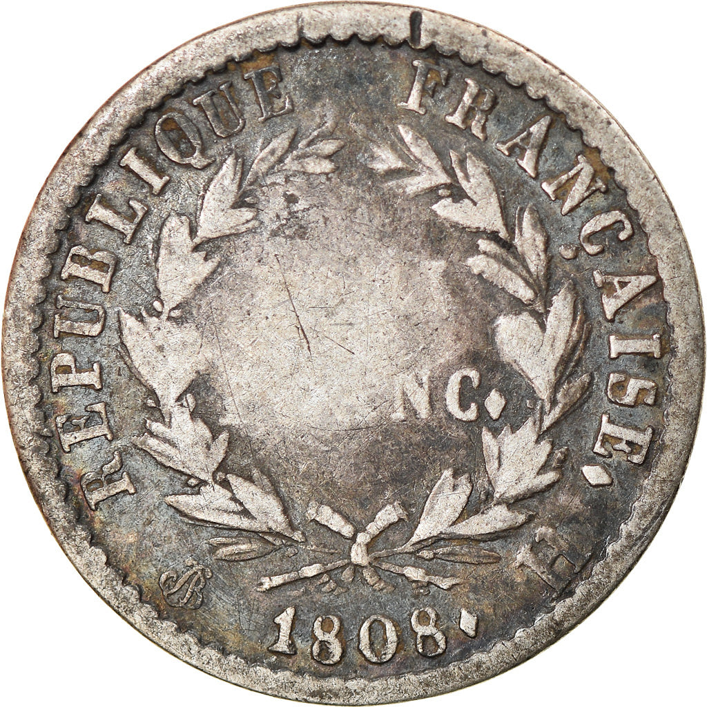 Coin, France, Napoléon I, 1/2 Franc, 1808, La Rochelle, VF(20-25), Silver