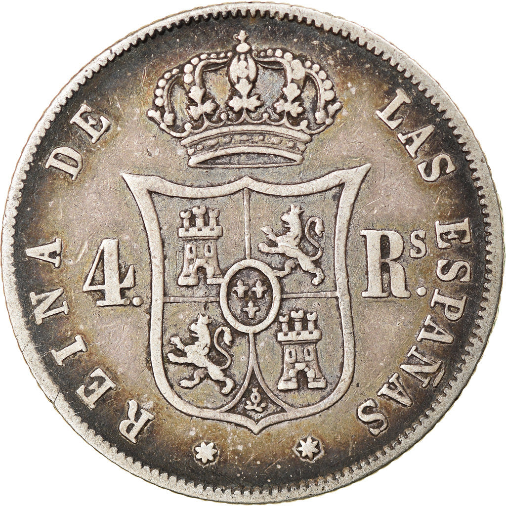 Münze, Spanien, Isabel II, 4 Réales, 1864, S, Silber, KM:608.3
