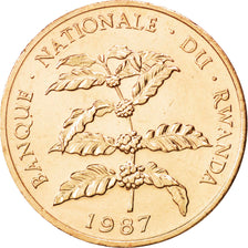 Coin, Rwanda, 5 Francs, 1987, MS(63), Bronze, KM:13