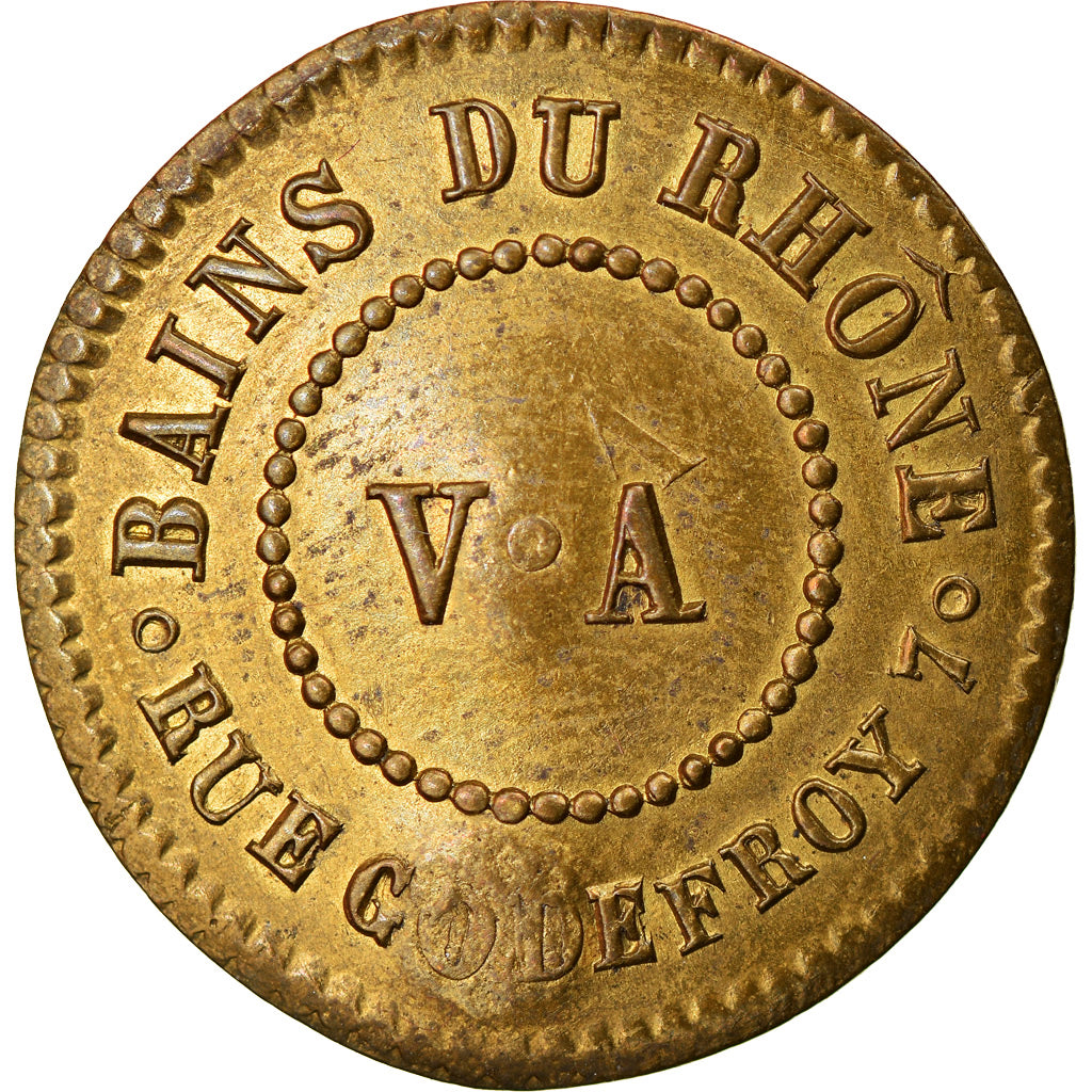 Francia, Token, Bains du Rhône, V. A., Abonnement aux bains, EBC, Latón