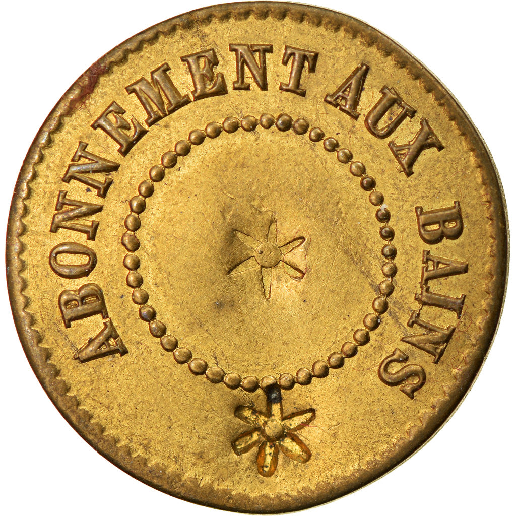 Francia, Token, Bains du Rhône, V. A., Abonnement aux bains, EBC, Latón