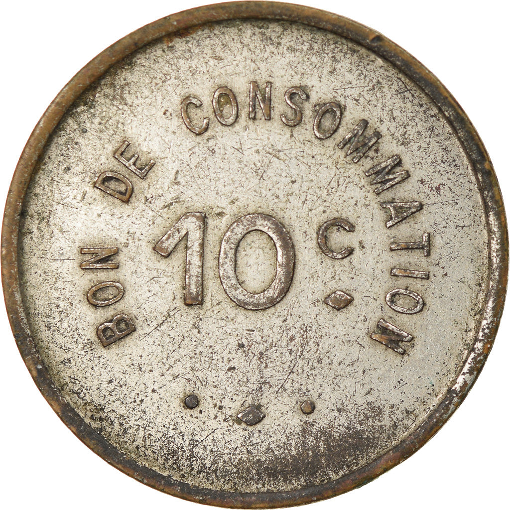 Moneta, Francia, P. G, Bon de Consommation, Uncertain Mint, 10 Centimes, BB