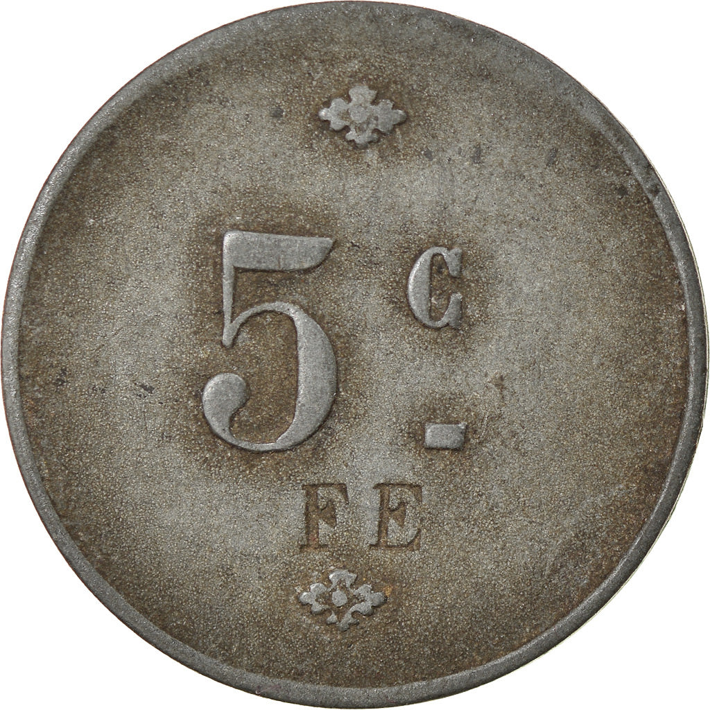 Moneta, Francia, FE en contremarque, Uncertain Mint, 5 Centimes, BB, Zinco