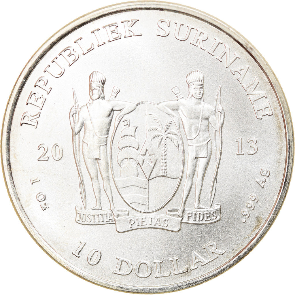 Munten, Suriname, 10 Dollars, 2013, 1 Oz, FDC, Zilver