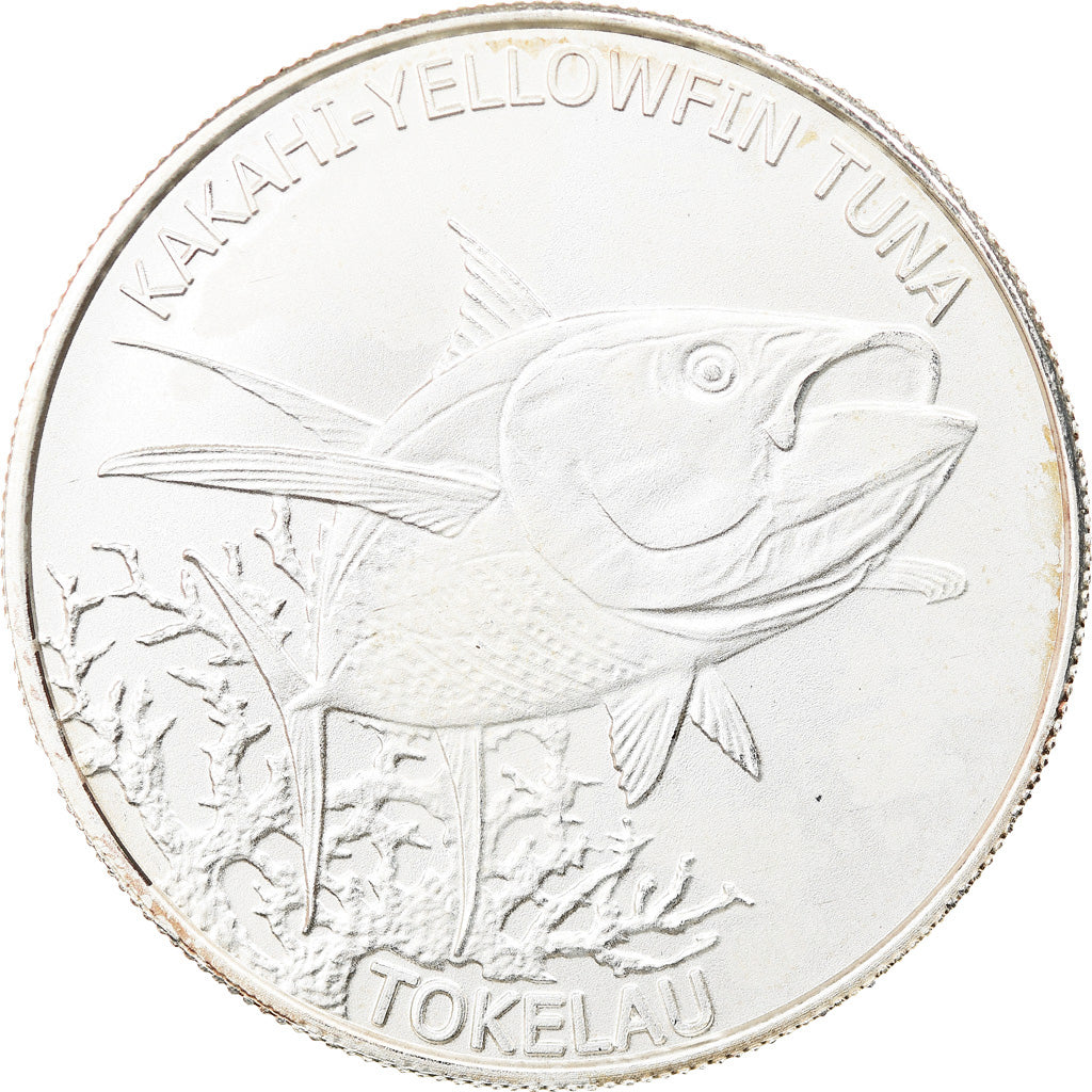 Moneta, Tokelau, Yellowfin Tuna, 5 Dollars, 2014, 1 Oz, SPL+, Argento