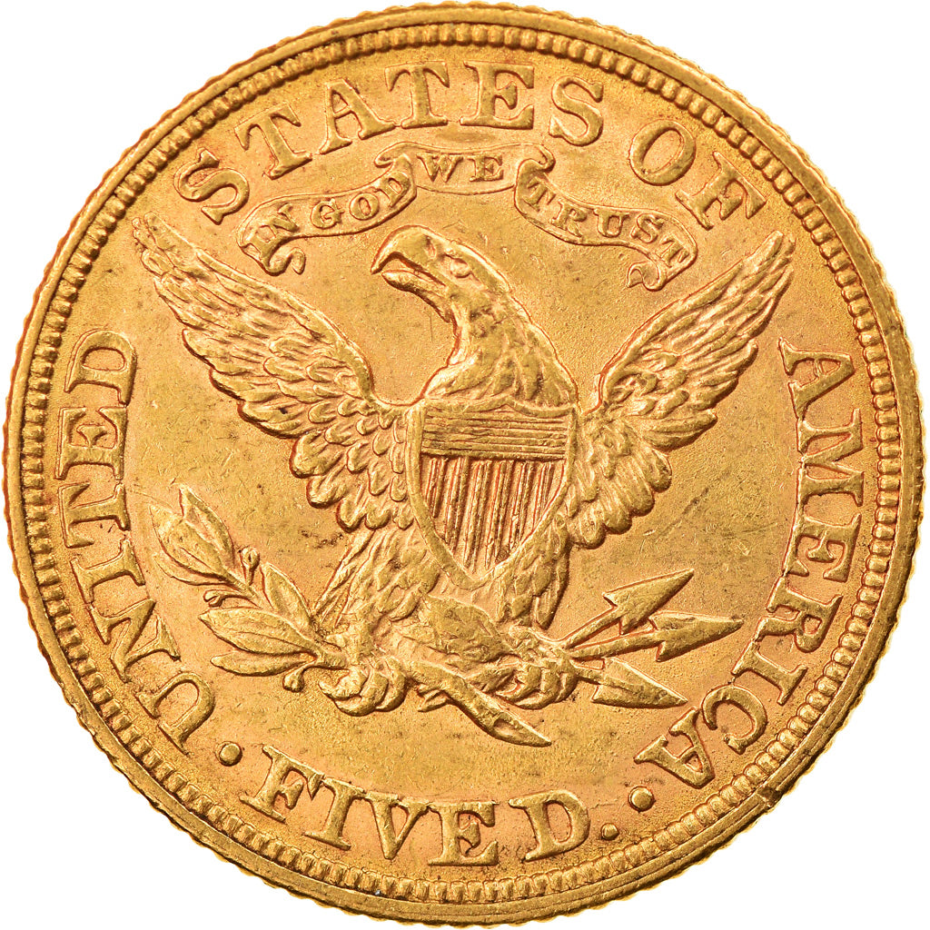 Moneta, USA, Coronet Head, $5, Half Eagle, 1880, Philadelphia, AU(50-53)