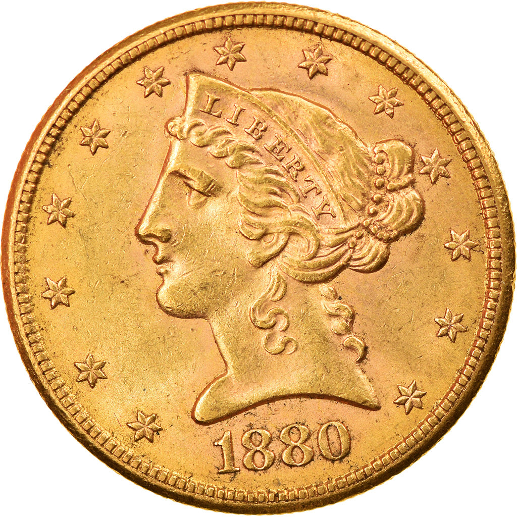 Moneta, Stati Uniti, Coronet Head, $5, Half Eagle, 1880, San Francisco, SPL-