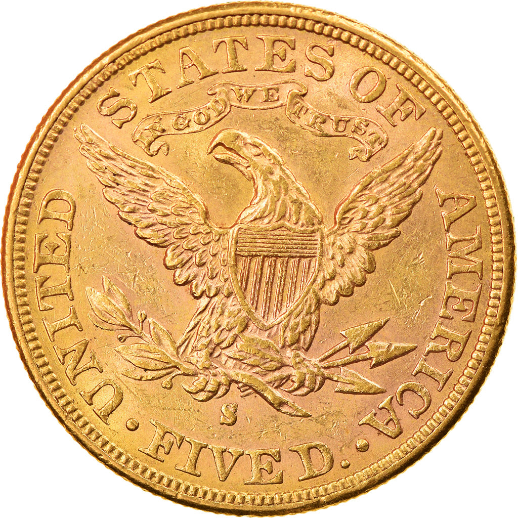 Coin, United States, Coronet Head, $5, Half Eagle, 1881, San Francisco