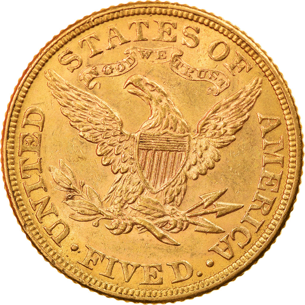 Moneta, Stati Uniti, Coronet Head, $5, Half Eagle, 1881, Philadelphia, BB+, Oro