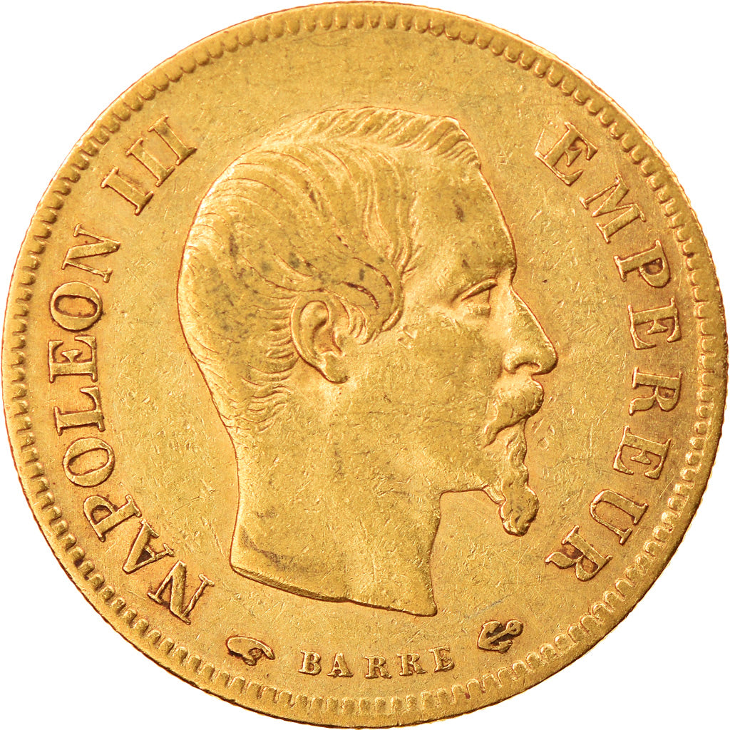 Moeda, França, Napoleon III, 10 Francs, 1856, Paris, EF(40-45), Dourado