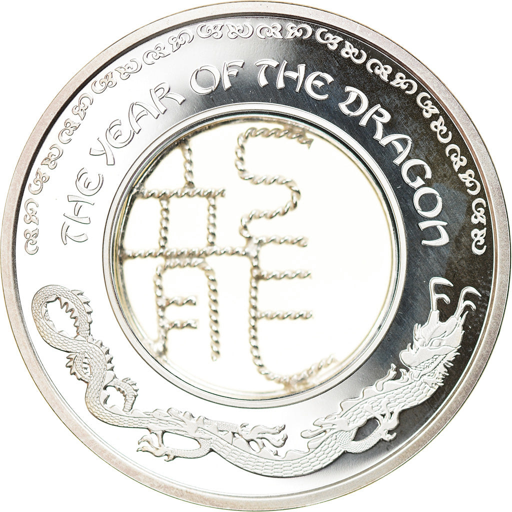Moneda, Fiji, Elizabeth II, Year of the Dragon, 1 Dollar, 2012, FDC, Plata