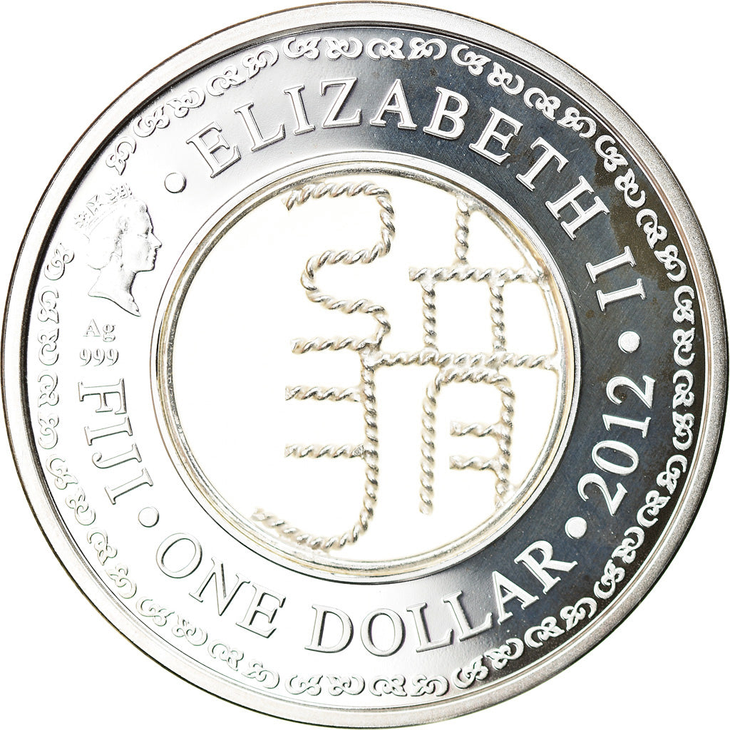 Moneda, Fiji, Elizabeth II, Year of the Dragon, 1 Dollar, 2012, FDC, Plata