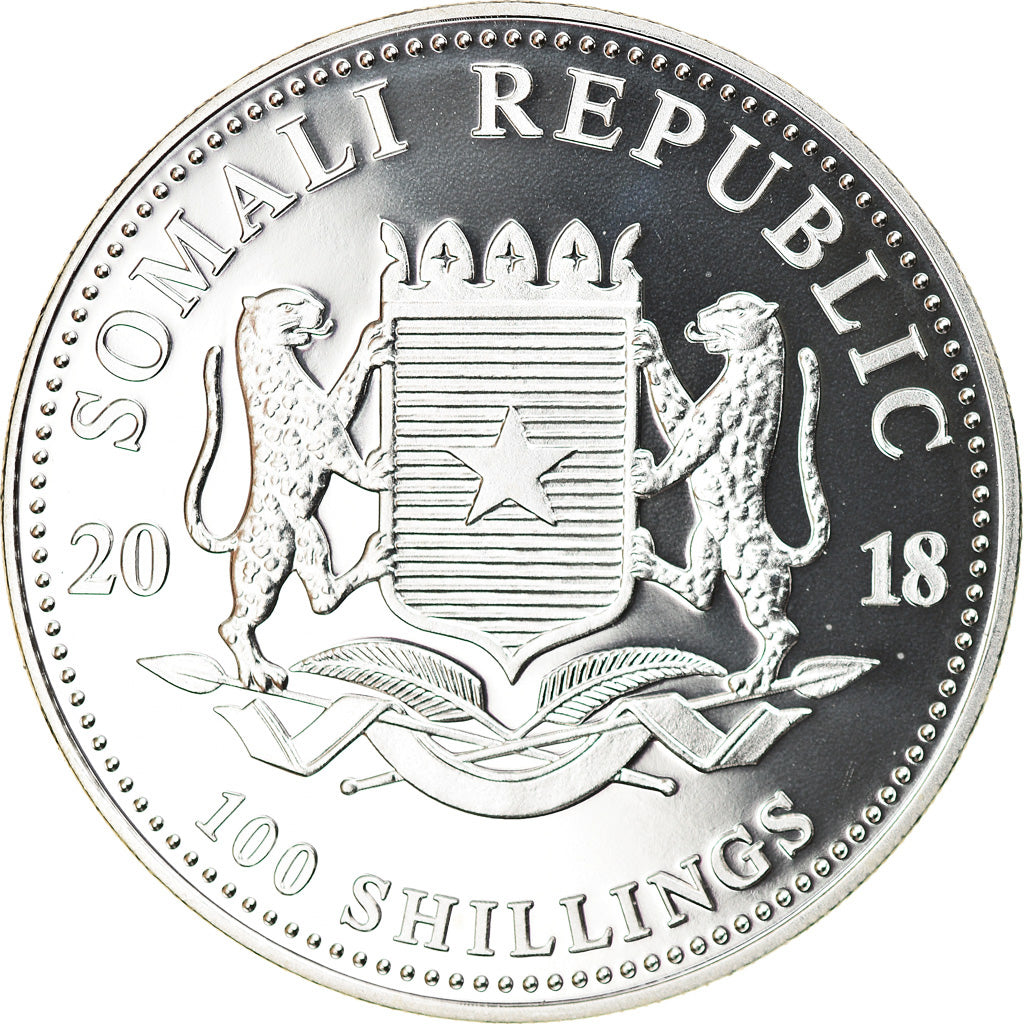 Coin, Somalia, Elephant, 100 Shillings, 2018, 1 Oz, MS(65-70), Silver