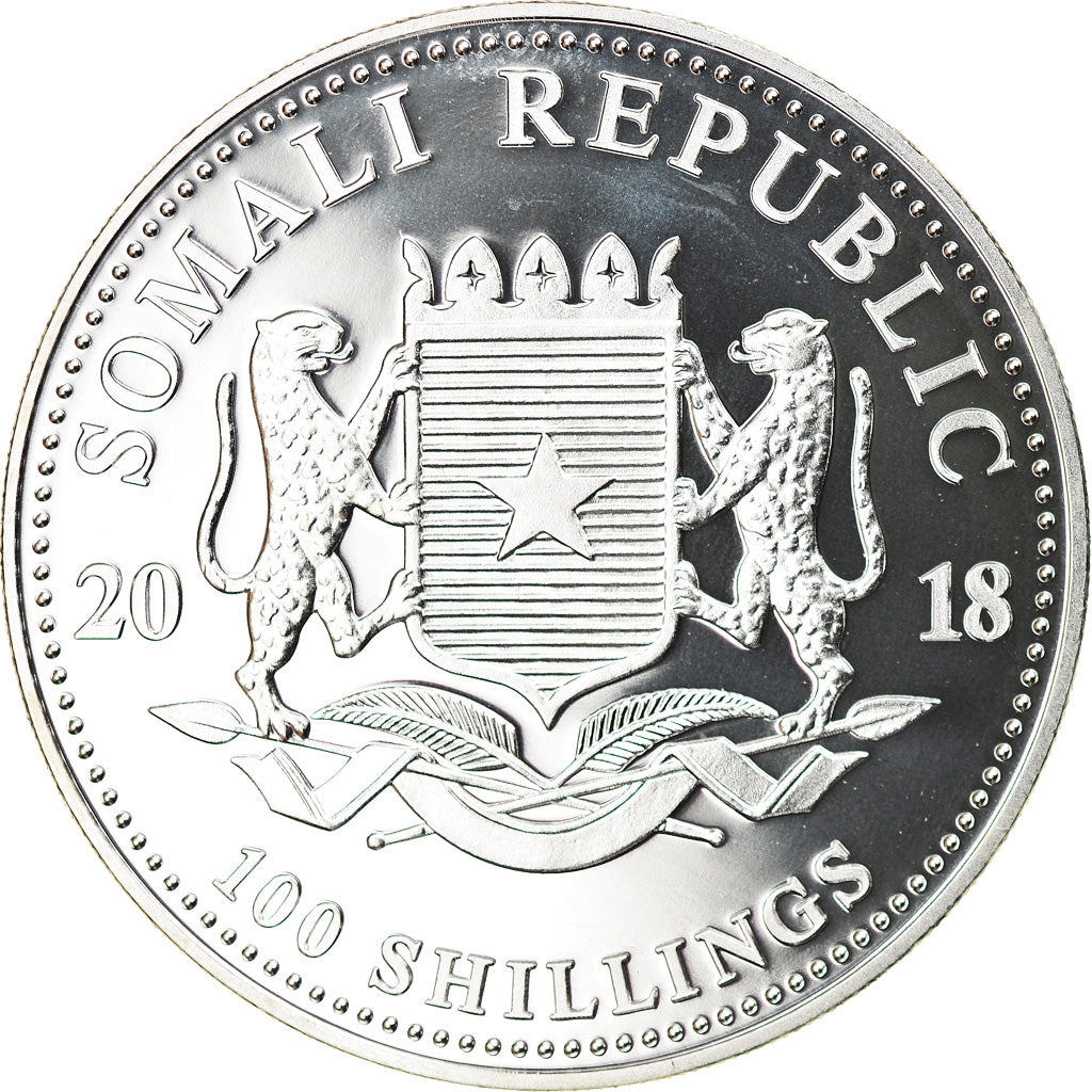 Coin, Somalia, Elephant, 100 Shillings, 2018, 1 Oz, MS(65-70), Silver